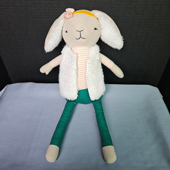 Pillowfort Bunny Rabbit Plush Doll Stuffed Animal Vest Headband Toy Decor Soft - Picture 1 of 6